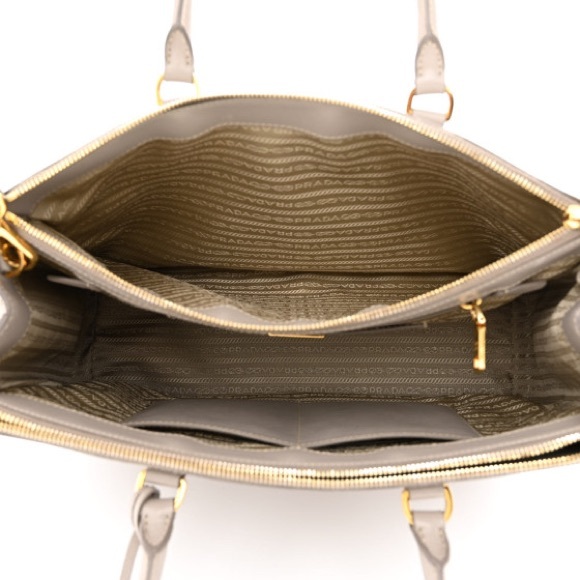 Authentic Prada Galleria double zip 2 way tote bag grey - Picture 7 of 11